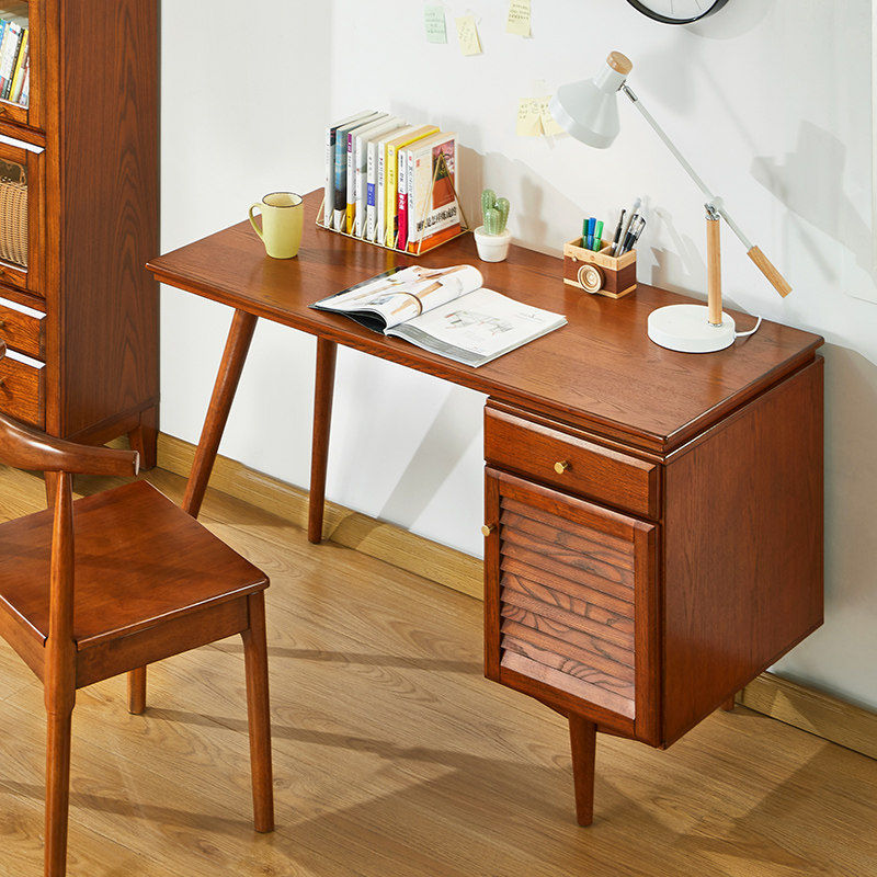 Solid wood desk American computer desk home study children's bedroom storage small apartment home double writing desk