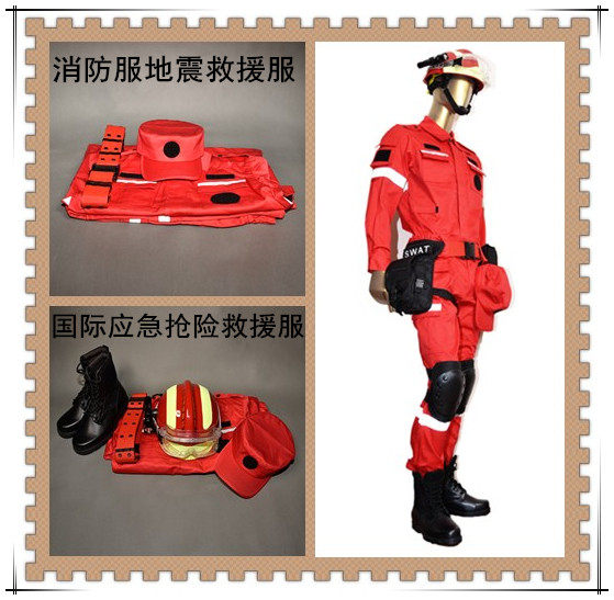 Snapdragon new summer red international earthquake emergency rescue suit Fire training suit Medical rescue emergency clothing