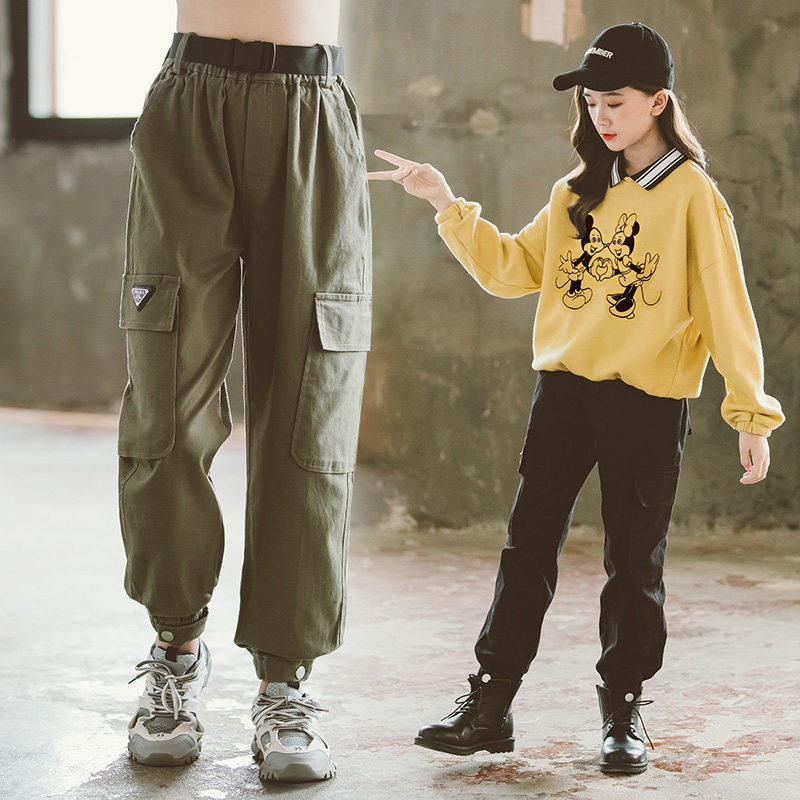 Girl's work dress pants 2022 new spring dress Korean version CUHK Tong Net Red casual pants Spring autumn children 100 hitch pants