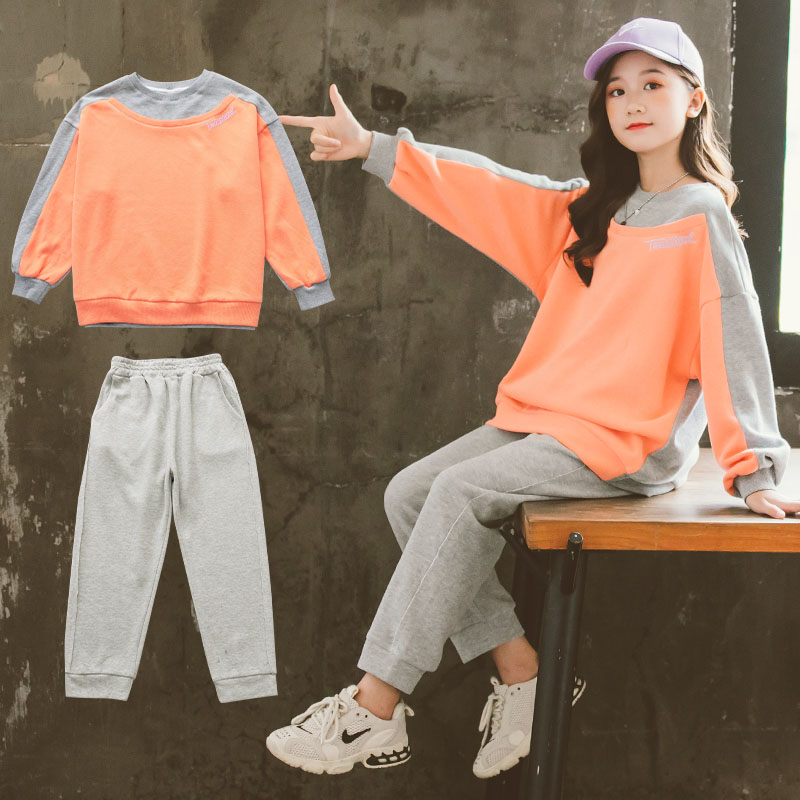 Girls suits Korean version spring and autumn new style children's loose sweater casual pants two-piece autumn clothing children's net red set