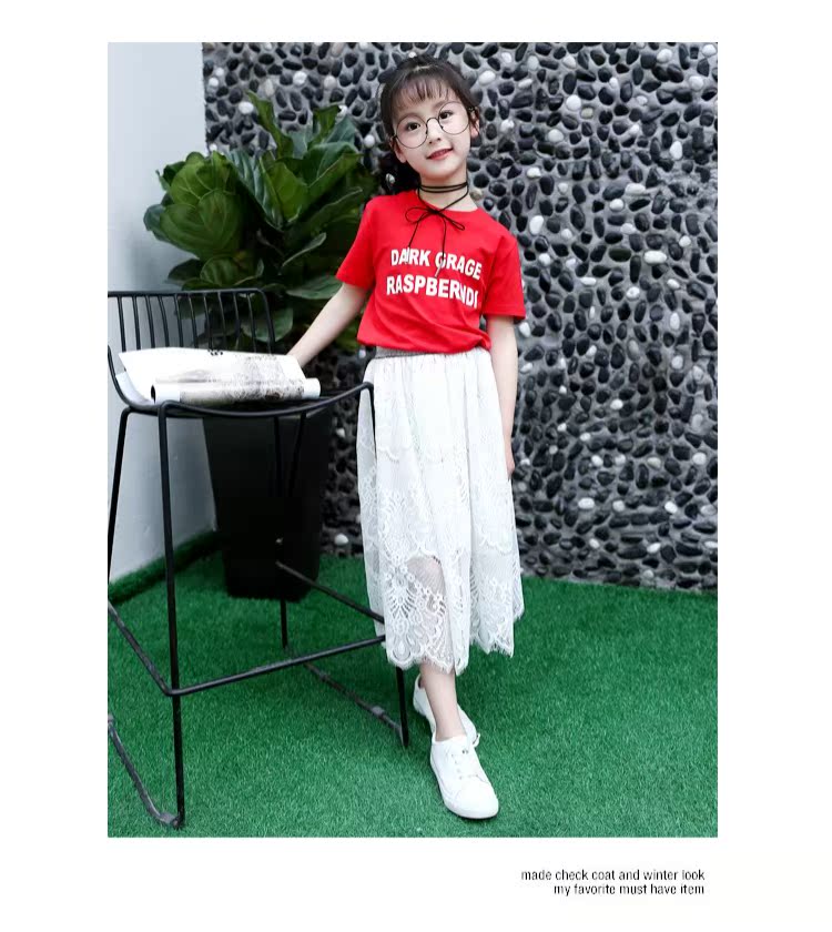 Váy bé gái xuân hè 2019 mới cho bé phiên bản Hàn Quốc của váy liền thân ren màu nửa váy dài váy eo eo bố mẹ-con vay dam thu dong