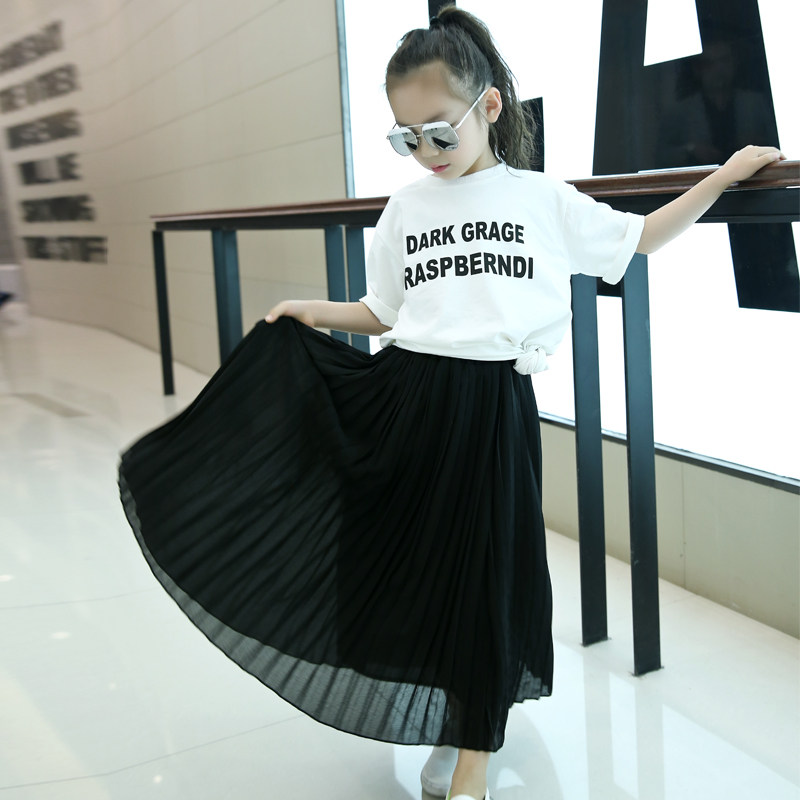 Girl Half Body Dress 2022 Summer Dress New CUHK Girl Dress Plexo Skirt Half Body Dress Waist Skirt Long Skirt Tide Child