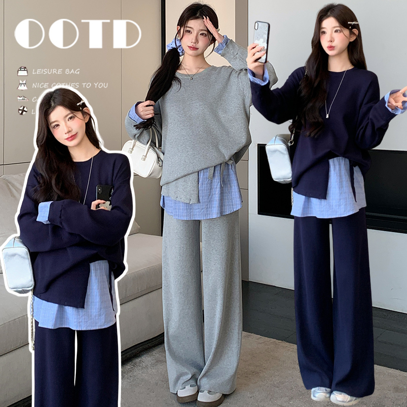 Maternity Wear Autumn and Winter Suit 2026 New Style Lazy Pregnant Mother French Style Outfit Autumn and Winter Knitted Top Two-Piece Set Maternity Wear Autumn and Winter Suit 2026 New Style Lazy Pregnant Mother French Style Outfit Autumn and Winter Knitted Top Two-Piece Set