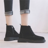 Martens, замшевые утепленные универсальные черные короткие сапоги в английском стиле на плоской подошве, коллекция 2023, из натуральной кожи, в британском стиле, подходят для весны и осени