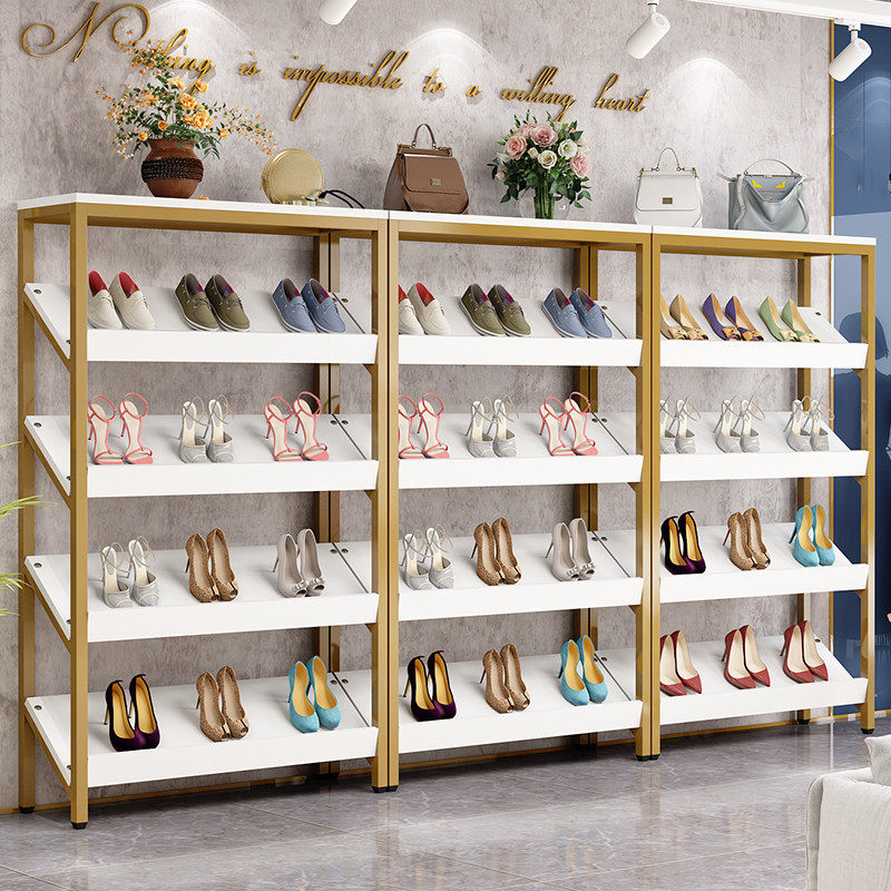 Shoe Store Shoe Rack Show Rack Creativity Floor Style Combined Shelving Clothing Shop Gold Multilayer Bag Rack Shoe Cabinet