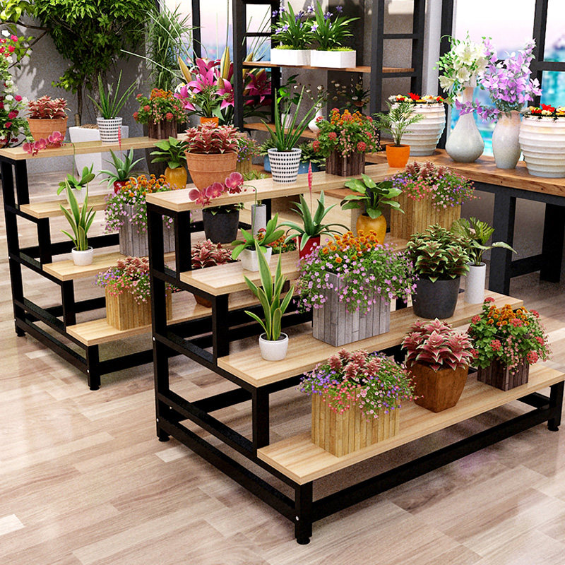 Nakajima cabinet Multi-layer flower rack shelf display rack Gold Ge fleshy flower pot rack Floor iron frame High and low water table