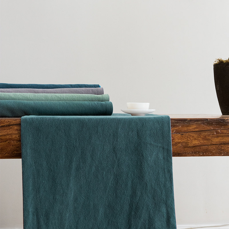 Cotton and linen two-color table flag custom link industrial style Nordic simple long strip coffee table flag solid color tablecloth