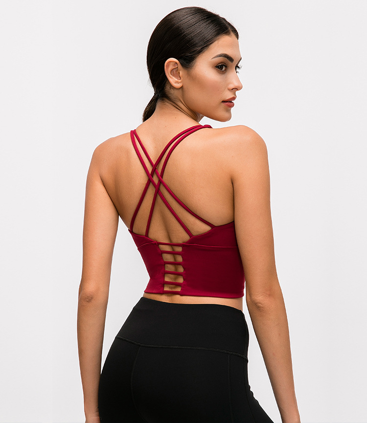 Áo vest mới màu rắn nữ mỏng bốn dòng làm đẹp trở lại áo ngực thể thao mà không có vành chạy nhanh đồ lót thể dục - Đồ lót thể thao áo tập aerobic