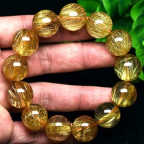 Pure natural blonde crystal bracelet Female summer lucky gold silk male titanium crystal citrine hand string hair gold one thing one picture