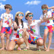 Beach parent-child summer clothes for a family of three and four 2024 new trendy and stylish Sanya seaside vacation family set