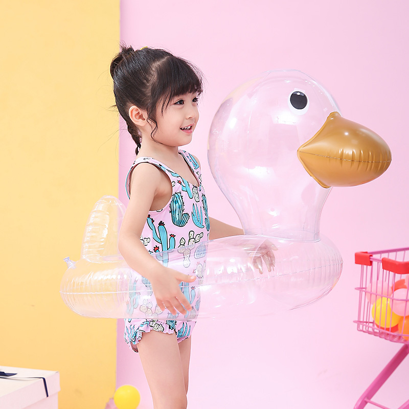 ins Net red transparent duck sitting ring children swimming ring thickened infants and young children inflatable underarm ring boys and girls