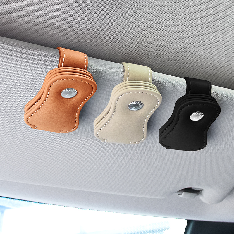 Car glasses clip Leather car visor sun sunglasses frame clip storage box Car decoration supplies Daquan