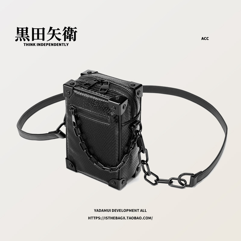 Snake pattern personalized small satchel ins small crowd cool mobile phone bag girls trendy brand cigarette box bag men's personalized messenger bag