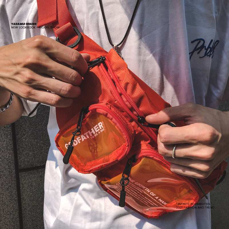 Purse Strings Men's Function Craze 2021 New Chest Bag Summer Tooling and Tide Card Schoolgirl Sloped Satchel