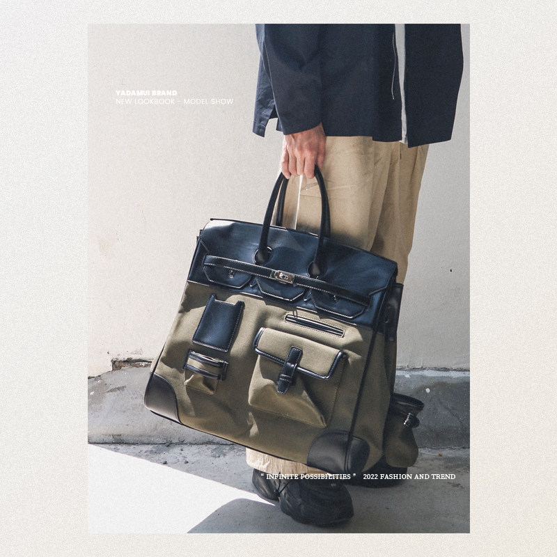 Platinum bag men canvas niche designer retro travel bag tide large capacity package package package