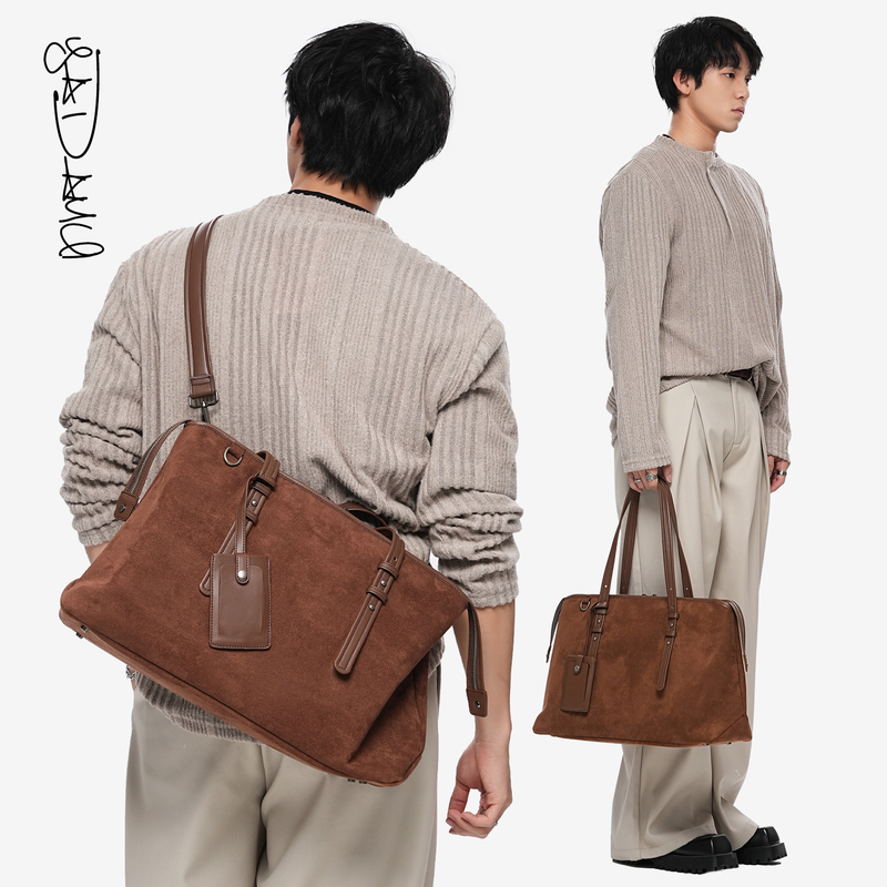 Kuroda Yawei's "Rongli" Light Luxury Niche High-End Commuter Suede Handbag Tote Bag Crossbody for Men and Women