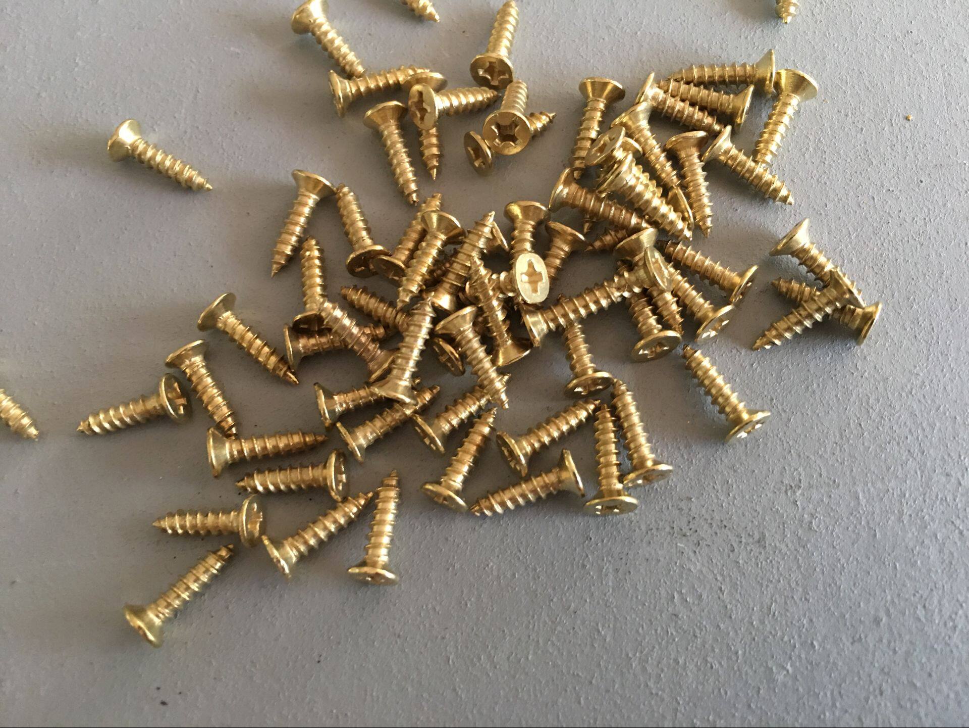 Brass self-tapping screws all copper golden wood screws furniture pure copper screws cross countersunk head copper screws 2mm