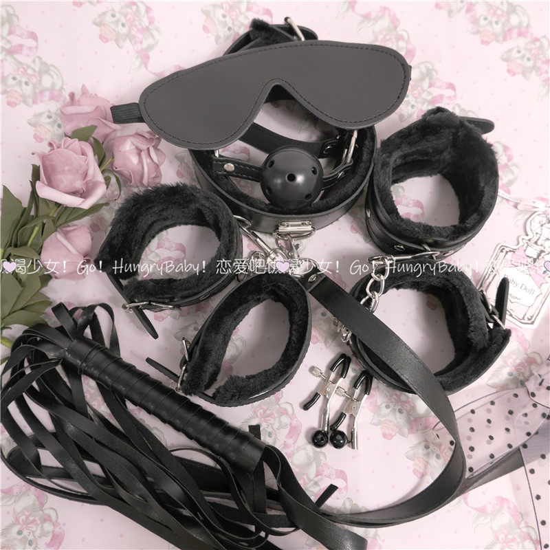 Fall in love Winter plush bundling shackles Handcuffs Mouth Balls Milk Clips Traction Rope Leather Whip Leather Suit