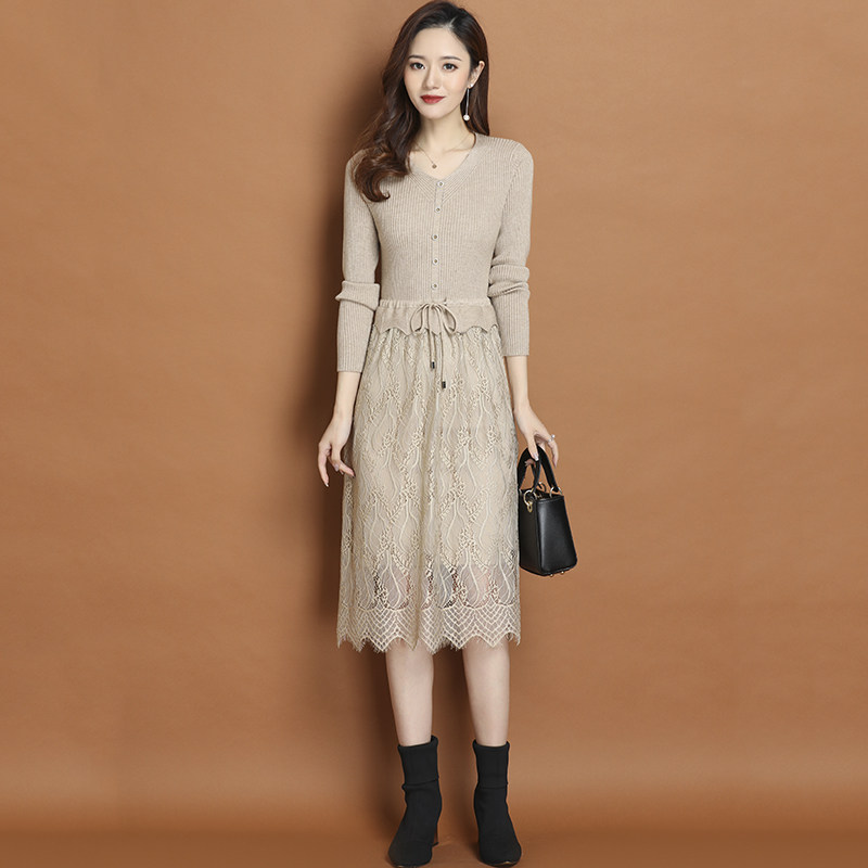 2022 middle-aged new spring and spring autumn women's fashion foreign pie sweater sweater in the undershirt for the long version of the foreign dress
