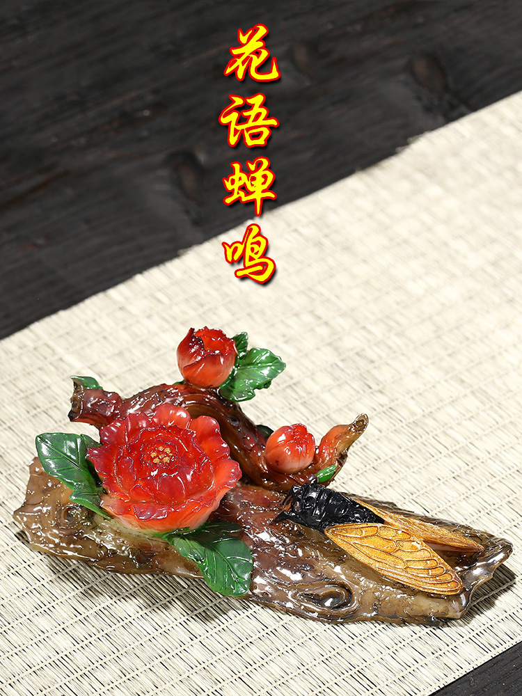 Color-changing tea pet lotus tea table small ornament lotus fish fun tea art decoration cicada tea tray decoration lotus leaf rose