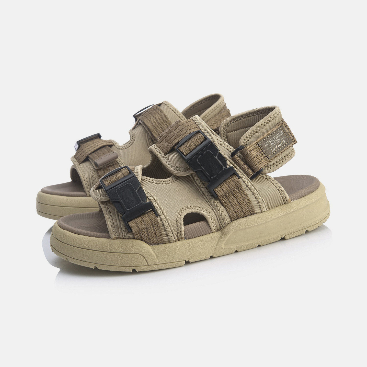 Li Ning sandals men's 2021 summer breathable buckle lightweight comfortable non-slip sports slippers AGLRR019