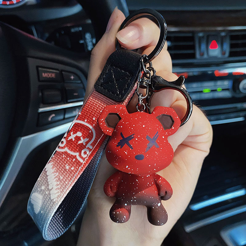 Chameleon Bear Key Chain Exquisite Car Key Ornament Net Red Bear Men and Women School Bag Pendant Key Chain#