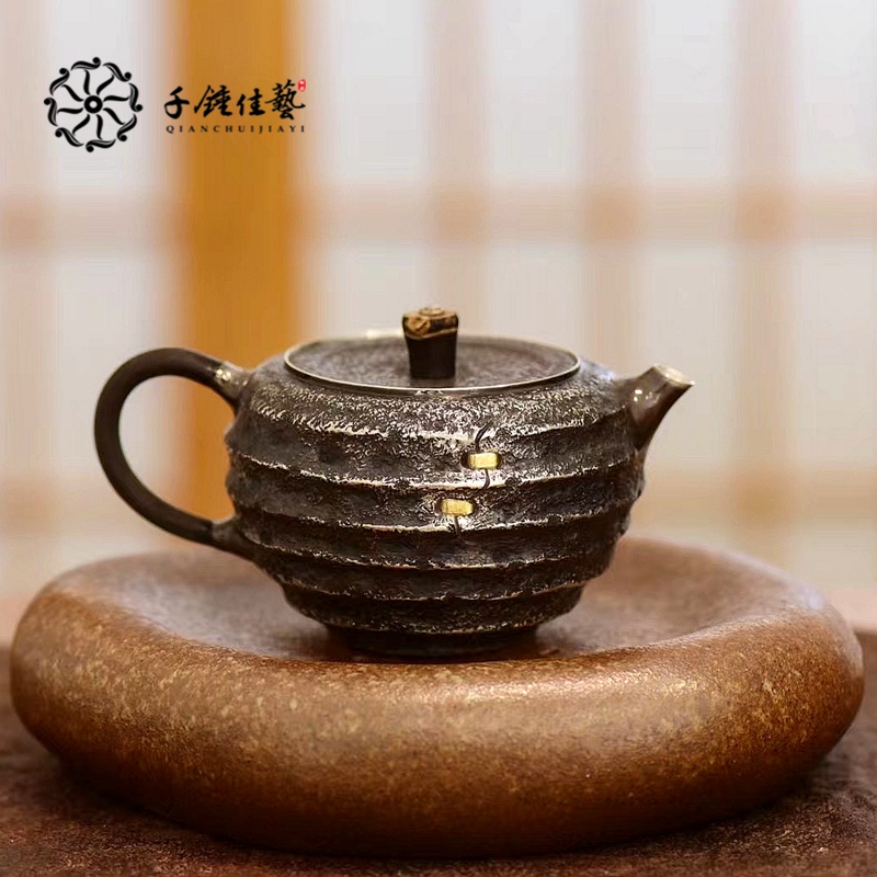 千锤佳艺纯银999银壶足银小泡壶复古中式银茶壶家用纯手工银茶具