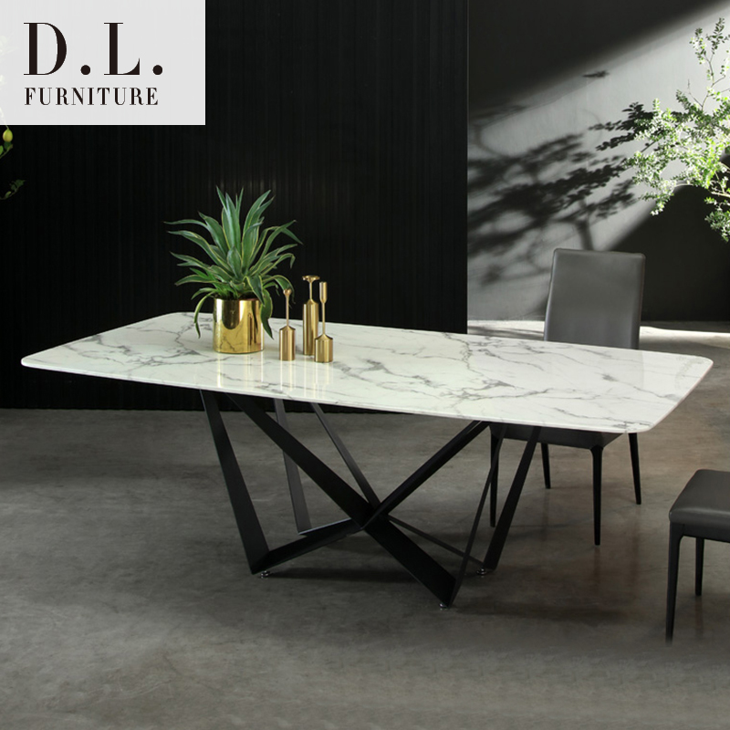 Nordic Marble Dining Table Back Modern Industrial Rectangle Modern Minimalist Small Household 6 Person Dining Table