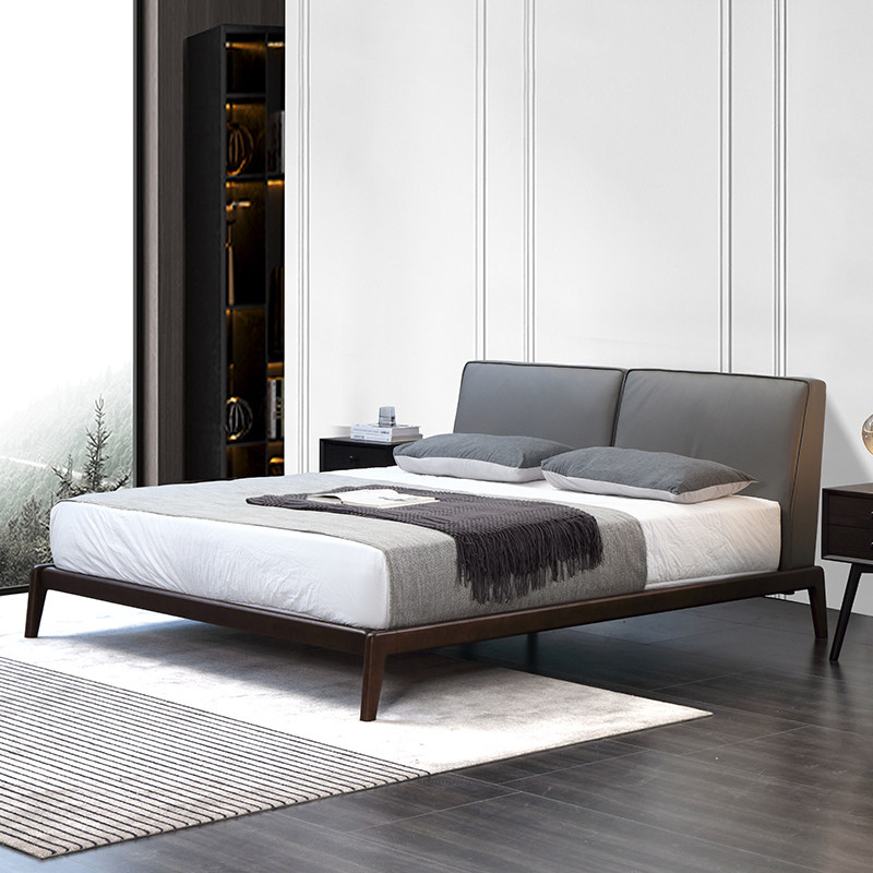 Nordic solid wood bed minimalist modern Italian style extremely minimalist solid wood bed 1 51 8 m double bed master bedroom wedding bed