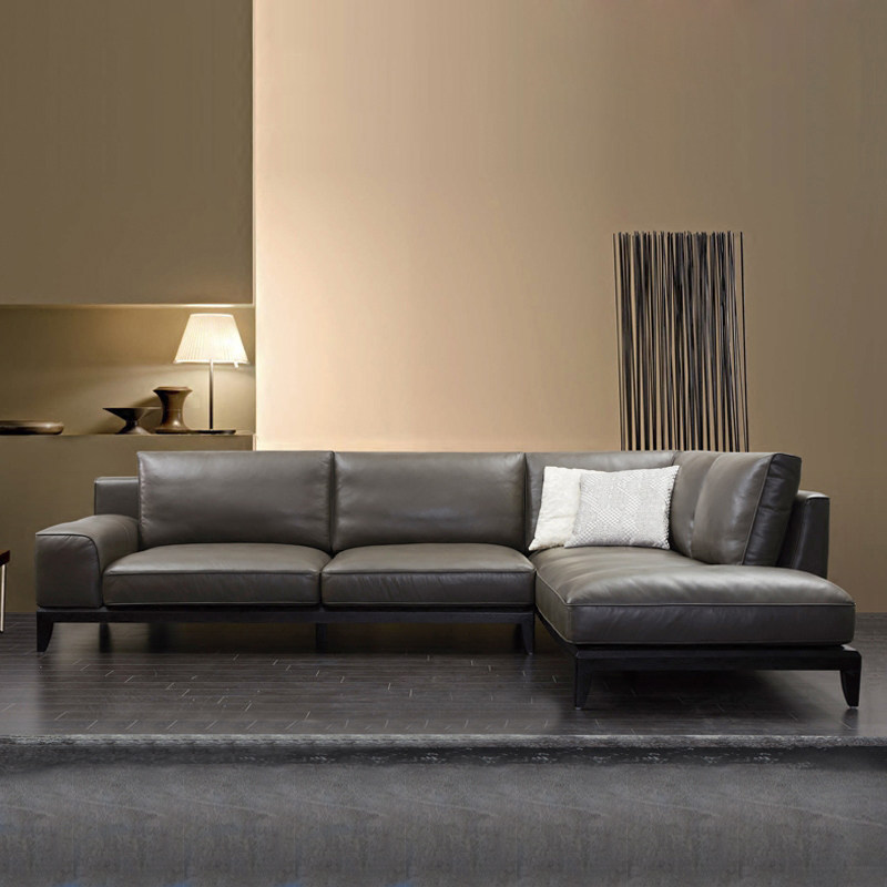 Now simple leather sofa Italian minimalist industrial wind sofa network red L-shaped seven-font sofa combination living room