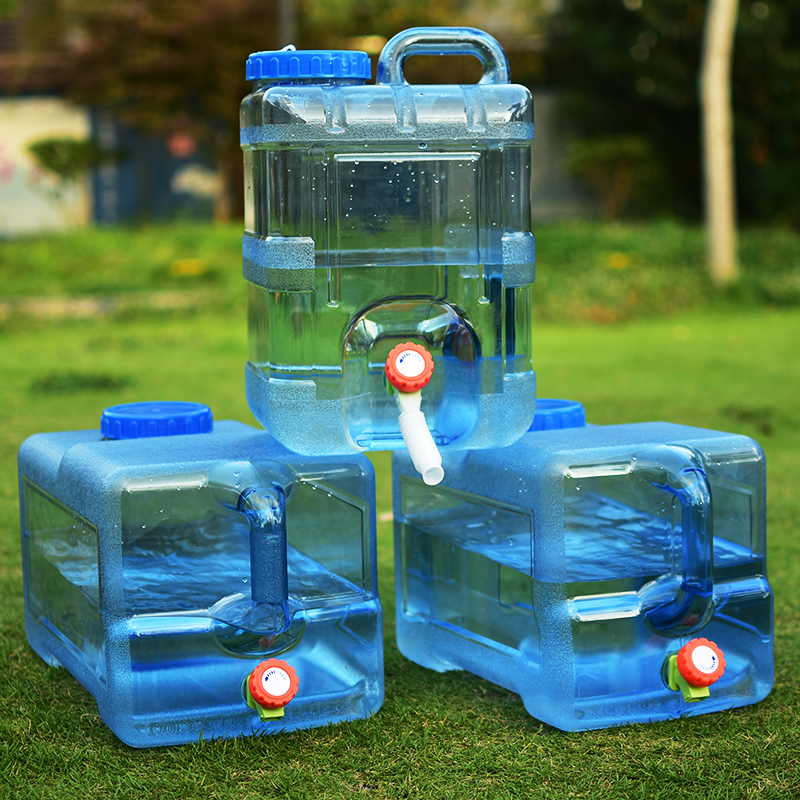 Outdoor pure drinking water bucket with tap plastic household square car water storage water storage tank portable bucket