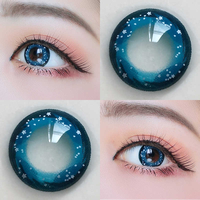 星空銀河正品美瞳小直徑14 0漸層虹膜凡爾賽漫畫眼晴空藍夜幕紫mc