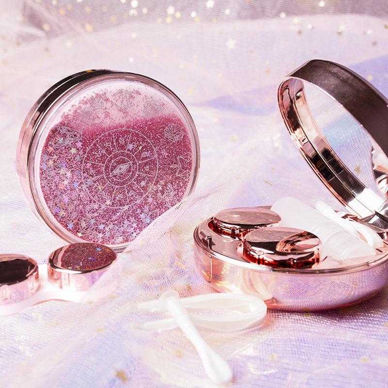 Magic Array Quicksand Contact Lens Companion Box Beautiful Girl Beauty Eye Box Vibrato Double Box Storage Box zj