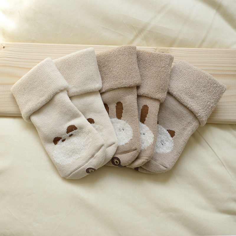 Infant socks winter thickened warm cotton newborn velvet long tube wide mouth 0-3-6-12-month-old baby