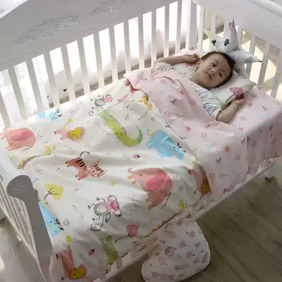 Children's pure cotton kindergarten three-piece four-piece boy and girl student dormitory bed single cartoon baby bed product