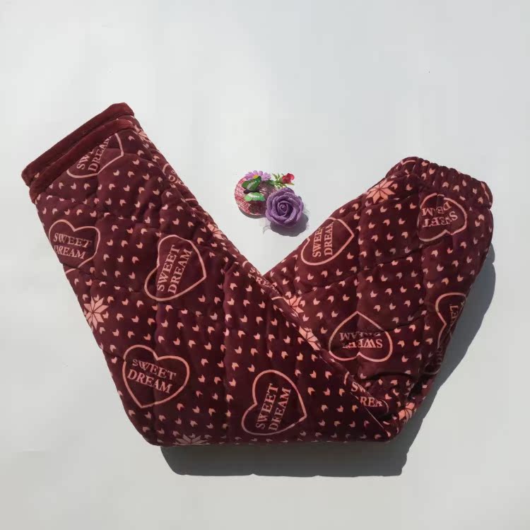 Mùa thu và mùa đông phụ nữ ba lớp dày san hô lông cừu chăn pyjama quần ấm và nhung nhà giản dị quần cung cấp đặc biệt quần jean ống rộng nam
