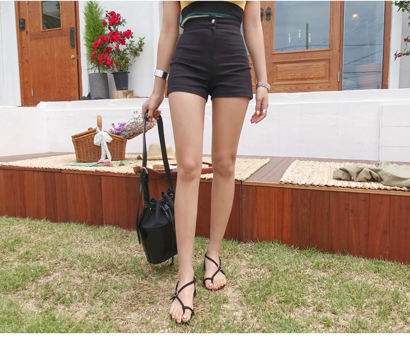 Quần legging cotton có thể mặc bên ngoài 2018 mới khóa một túi thun thun hông nóng quần short bó sát nữ mùa hè