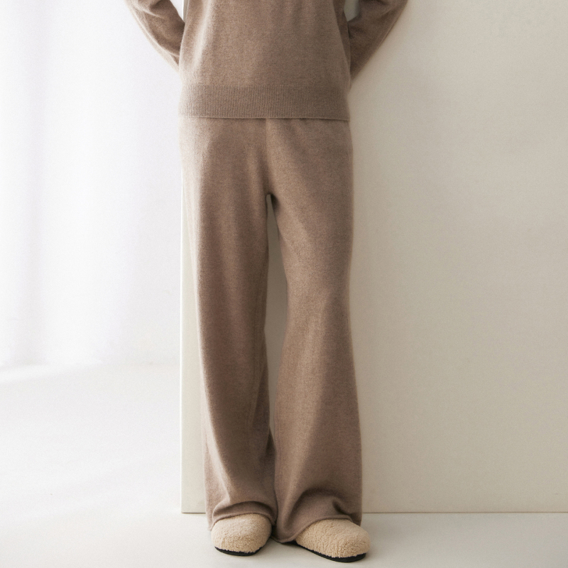 Kangxian Group Genuine 100% Pure Cashmere Straight-Leg Pants for Women, Autumn and Winter Thin High-Waisted Casual Loose Pants