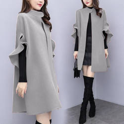 Plus size women's clothing 2024 new spring and autumn mid-length cloak woolen outer coat foreign style small fragrance style woolen jacket