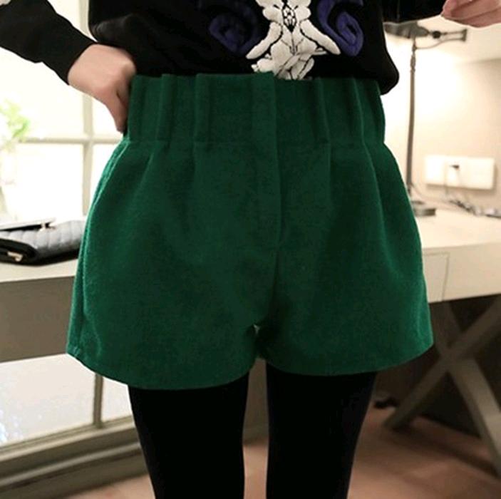 Phiên bản Hàn Quốc của quần short len ​​cạp cao nữ mùa thu đông 2018 mới mặc hoang dã Một từ đã mỏng đáy giày ống rộng ống quần thủy triều quần sọc nữ