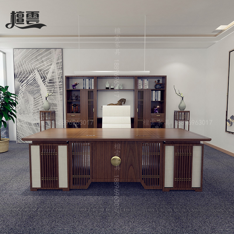 New Chinese-style office desk and chair Zen president's desk boss's desk supervisor's desk writing desk solid wood executive desk combination set