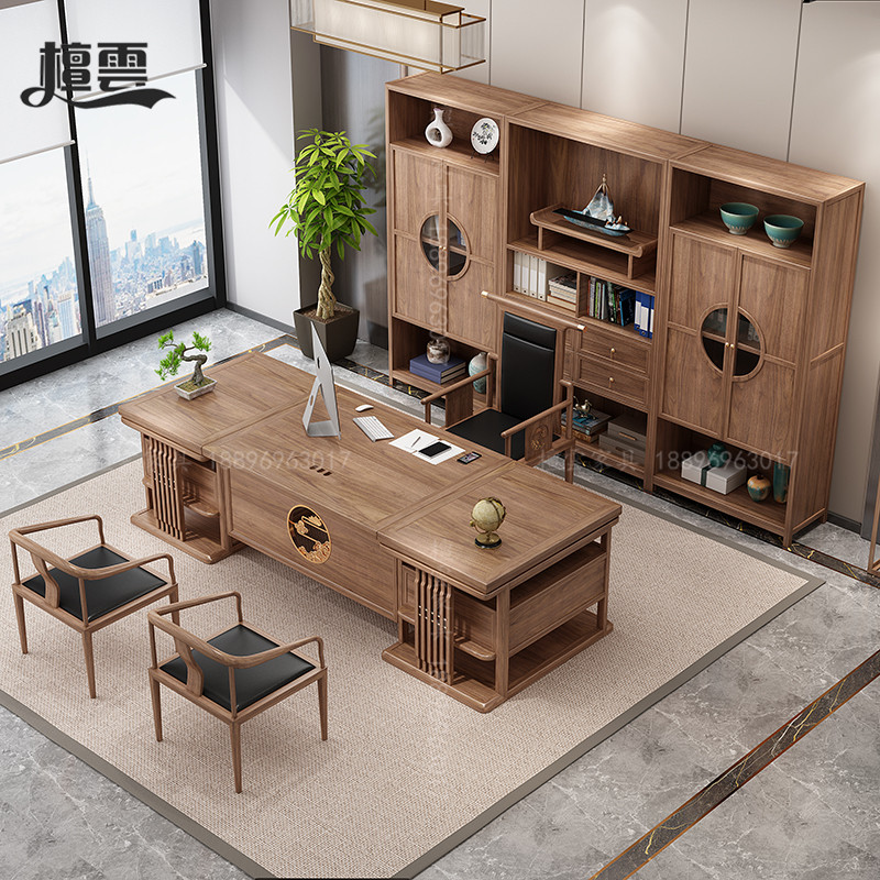 New Chinese style desk solid wood executive desk simple modern Chinese style president boss desk and chair office furniture customization