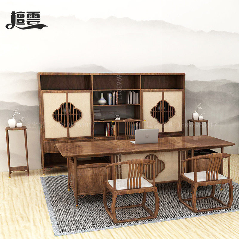 New Chinese style desk combination atmospheric president desk simple modern boss desk executive desk executive desk solid wood furniture