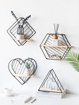 Nordic creative lattice Hall shelf three-dimensional wall decoration frame wall-mounted bedside bedroom iron modern