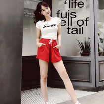 Sports suit women summer 2018 new fashion tide summer casual clothes short sleeve broad leg shorts loose two pieces