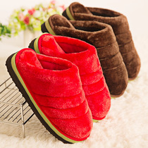 Autumn and winter slippers womens indoor warm thick bottom non-slip home wool slippers thickened and plush plush womens cotton slippers
