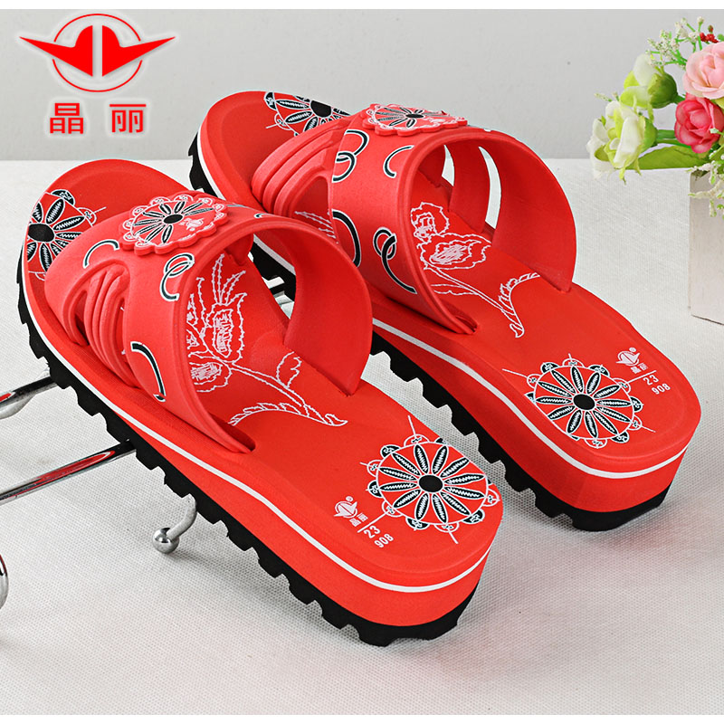 Summer Jingli slippers women's thick bottom non-slip bath-resistant home use indoor and outdoor wear foam bottom old-fashioned sandals and slippers women
