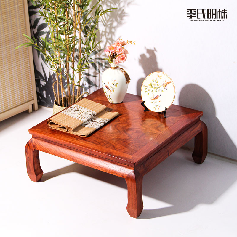 Hedgehog purple sandalwood dwarf table tatami bed several Chinese style minimalist tea table square base flower pear red wood sofa table