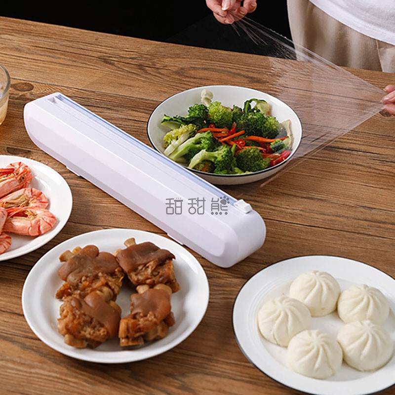 Kitchen gadget plastic wrap cutter hand slid sliding bottom with suction cup tin foil cutting box plastic wrap box