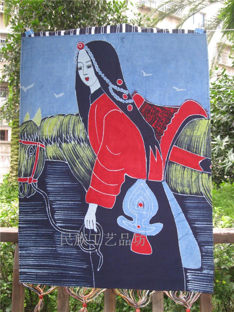 Special deals with Guizhou wax dye thickening characters painting national style feature gifts dining room decorative wall hanging painting